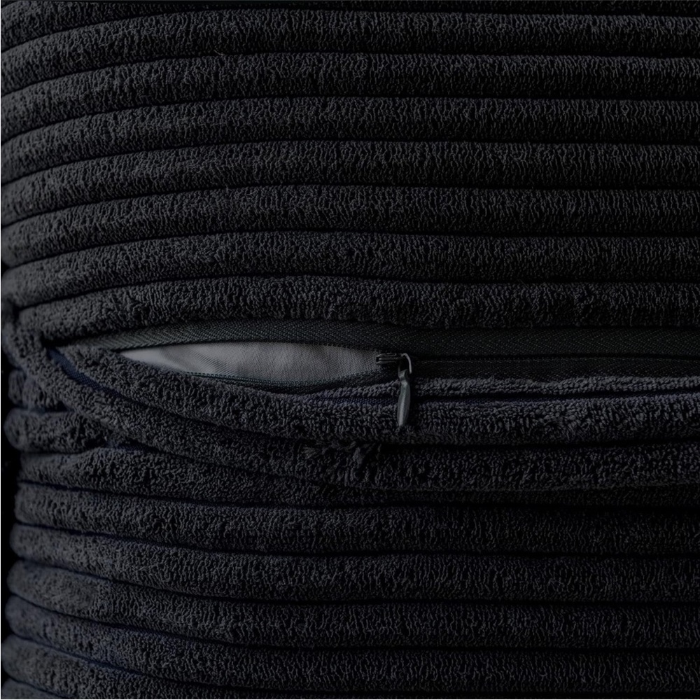 Striped Black Corduroy Farmhouse Luxury Soft Decorative Stylish Pillow Cover Set - Picture 3 of 5